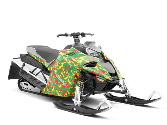 Rasta Camo Pixel Custom Wrapped Snowmobile
