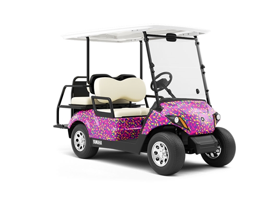 Psychedelic Phlox Pixel Wrapped Golf Cart