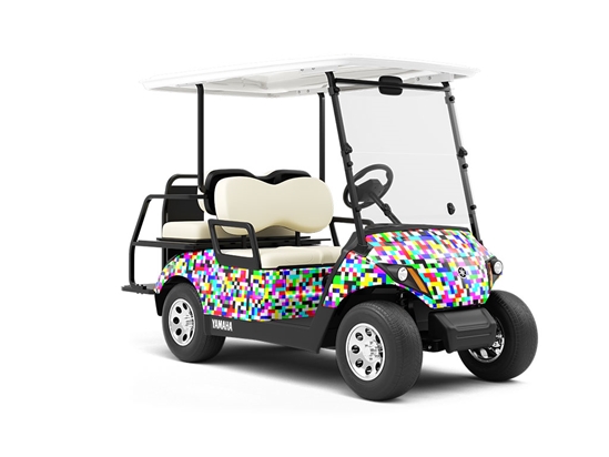 Television Static Pixel Wrapped Golf Cart