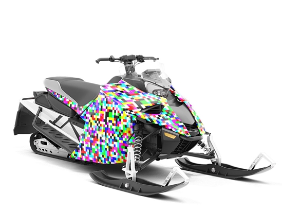 Television Static Pixel Custom Wrapped Snowmobile