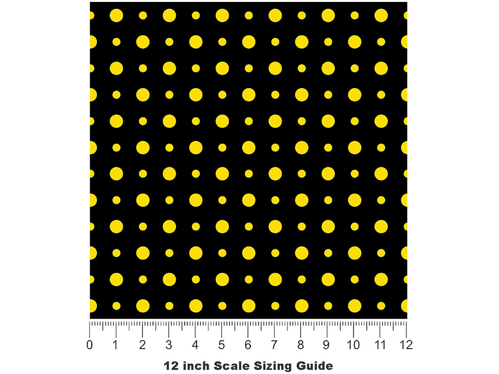 Sunshine Yellow Polka Dot Vinyl Film Pattern Size 12 inch Scale