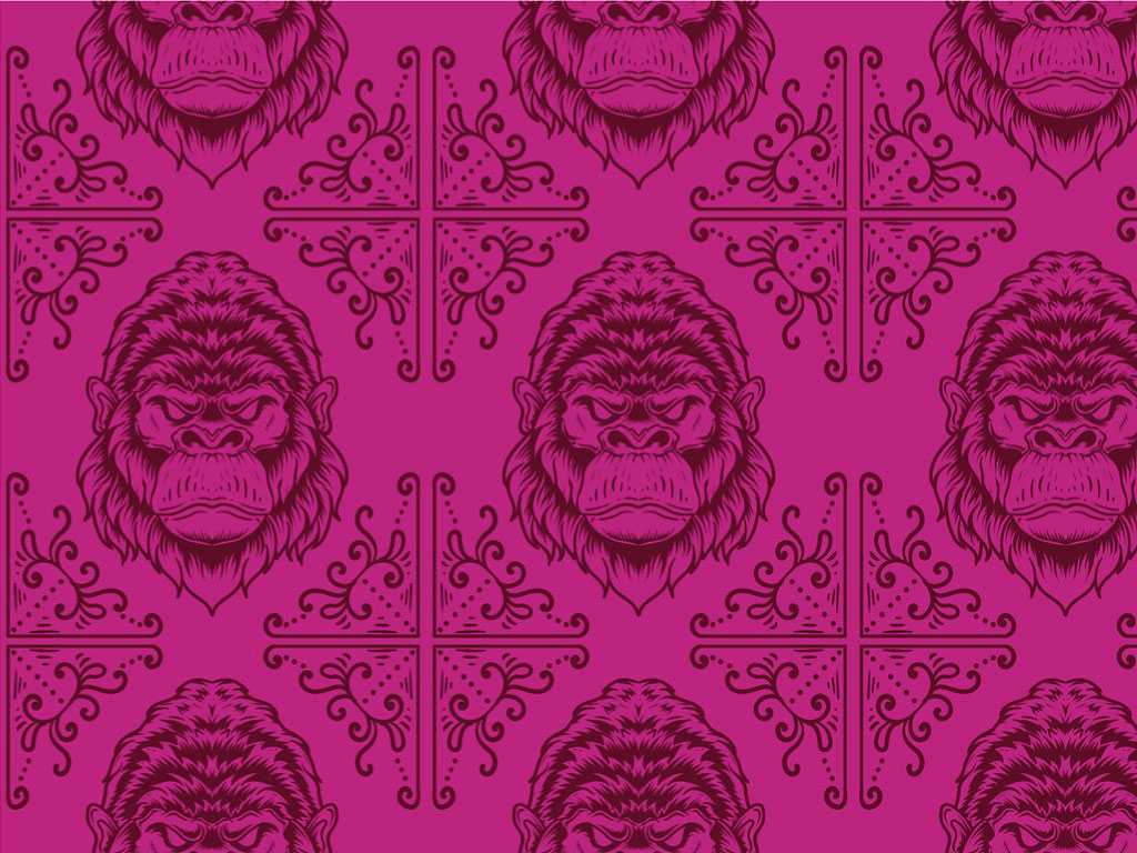 Gorilla Head Pink Primate Vinyl Wrap Pattern