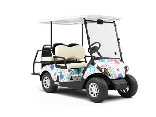Pastel Jungle Primate Wrapped Golf Cart