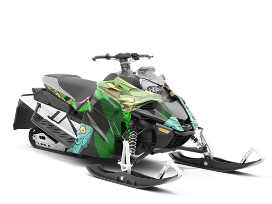 Psychedelic Chameleons Reptile Custom Wrapped Snowmobile