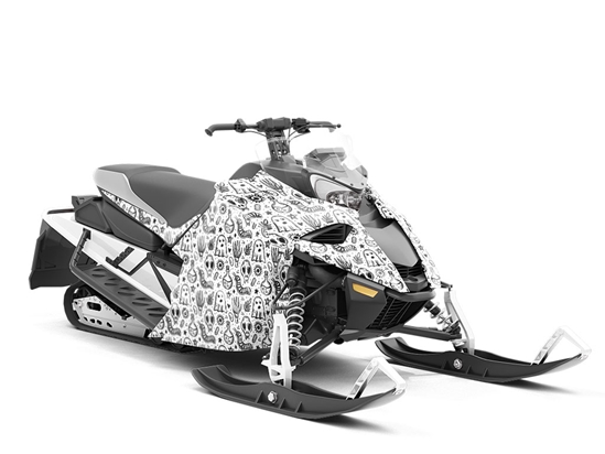 Ghostly Pale Spooky Fun Custom Wrapped Snowmobile