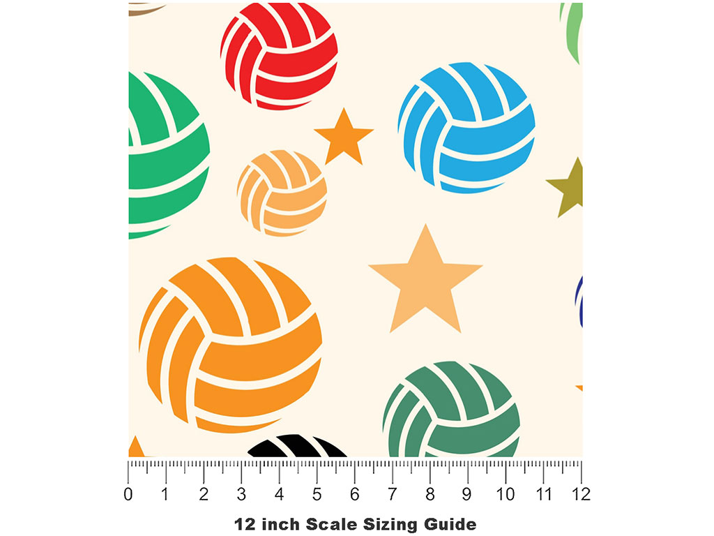 Rainbow Volleyballs Sport Vinyl Film Pattern Size 12 inch Scale