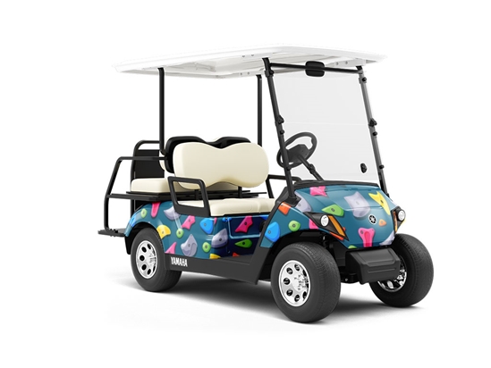 Blue Rock Wall Sport Wrapped Golf Cart