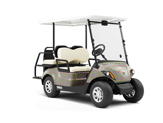 Colorful Leftovers Stained Glass Wrapped Golf Cart