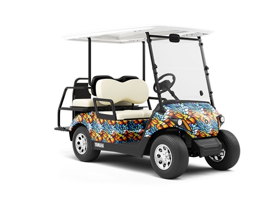 Floating Leaves Stained Glass Wrapped Golf Cart