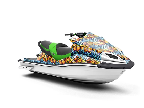 Floating Leaves Stained Glass Jet Ski Vinyl Customized Wrap
