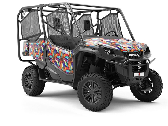 Flowers Bloom Stained Glass Utility Vehicle Vinyl Wrap