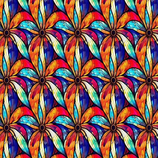 Flowers Bloom Stained Glass Vinyl Wrap Pattern