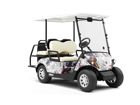 Glowing Geckos Stained Glass Wrapped Golf Cart