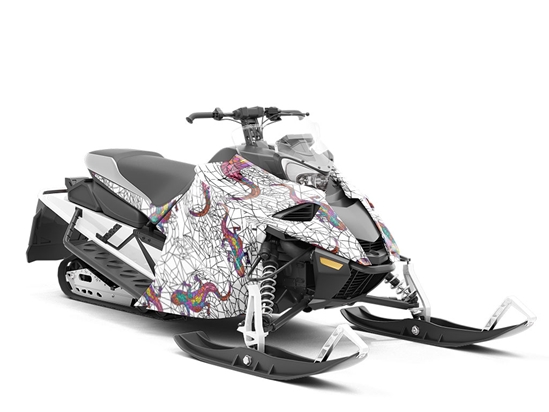 Glowing Geckos Stained Glass Custom Wrapped Snowmobile