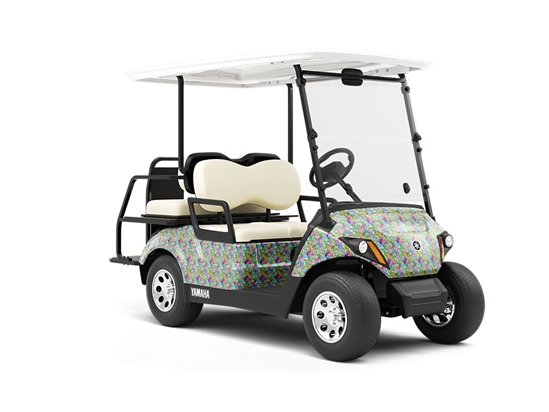 Rainbow Fragments Stained Glass Wrapped Golf Cart
