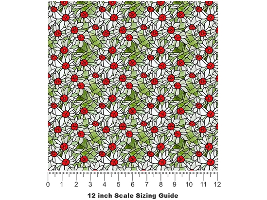 Rose Buds Stained Glass Vinyl Film Pattern Size 12 inch Scale