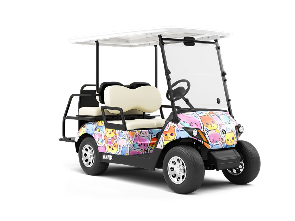 Cuddly Kittens Sticker Bomb Wrapped Golf Cart
