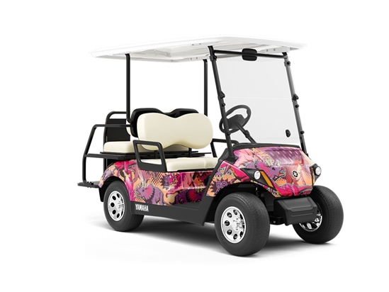 Dino Might Sticker Bomb Wrapped Golf Cart