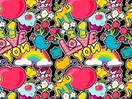 Lovey Dovey Sticker Bomb Vinyl Wrap Pattern