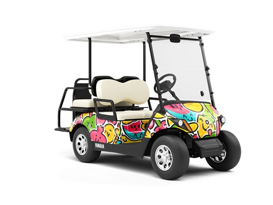 Naturally Sweet Sticker Bomb Wrapped Golf Cart