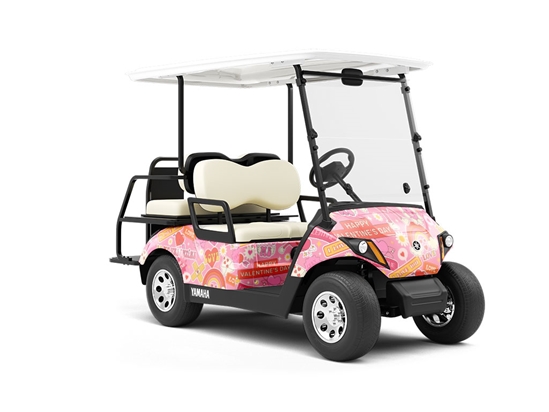 Sweet Valentine Sticker Bomb Wrapped Golf Cart
