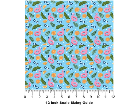 Inflatable Flamingo Summertime Vinyl Film Pattern Size 12 inch Scale