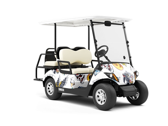 Sailor Style Tattoo Wrapped Golf Cart