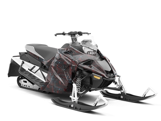 Red Blue Technology Custom Wrapped Snowmobile