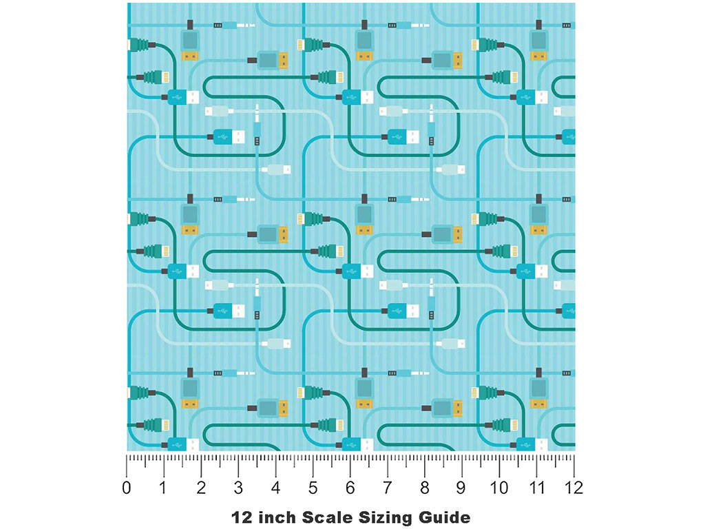 Teal Cords Technology Vinyl Film Pattern Size 12 inch Scale