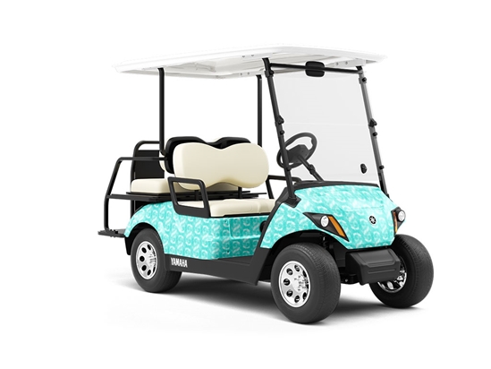 Seafoam Spirals Tie Dye Wrapped Golf Cart