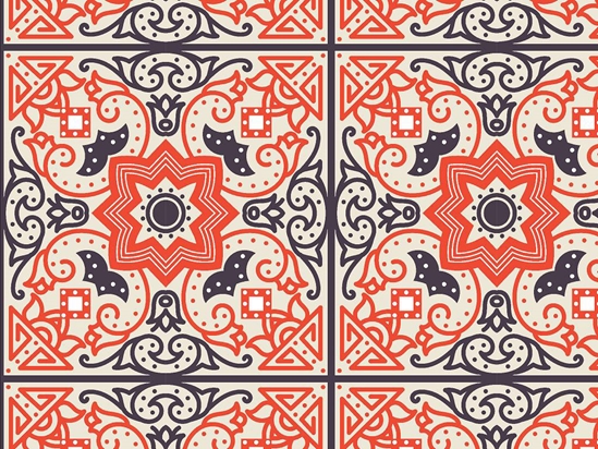 Red Flower Tile Vinyl Wrap Pattern