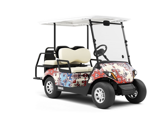 Red or Blue Tile Wrapped Golf Cart