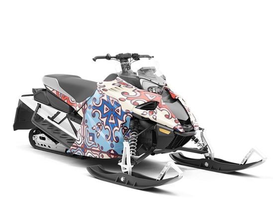 Red or Blue Tile Custom Wrapped Snowmobile