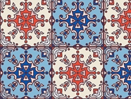 Red or Blue Tile Vinyl Wrap Pattern