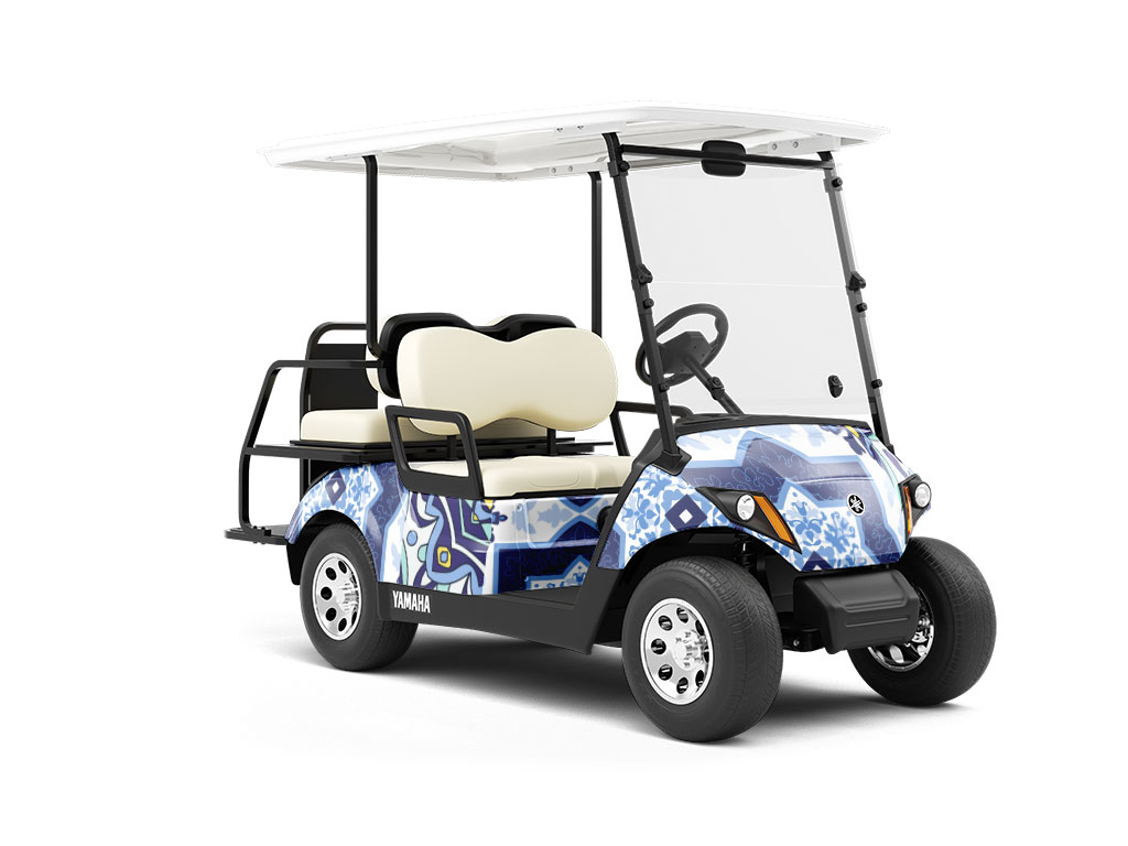 Snowflakes Tile Wrapped Golf Cart