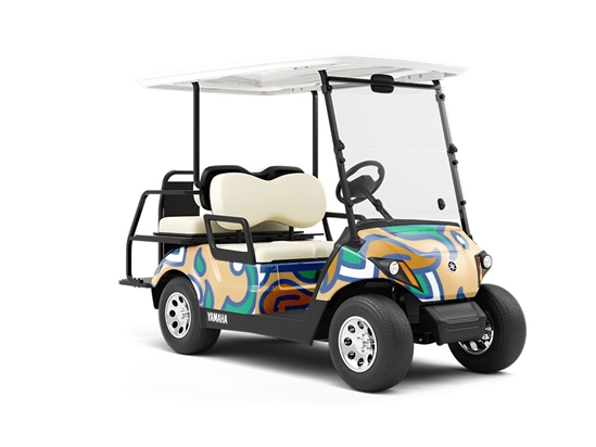 Tan Compass Tile Wrapped Golf Cart