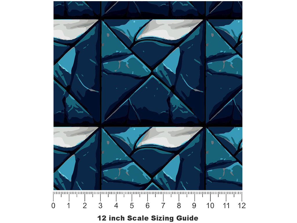 Blue Square Tile Vinyl Film Pattern Size 12 inch Scale
