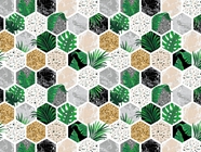 Fern Hexagonal Tile Vinyl Wrap Pattern