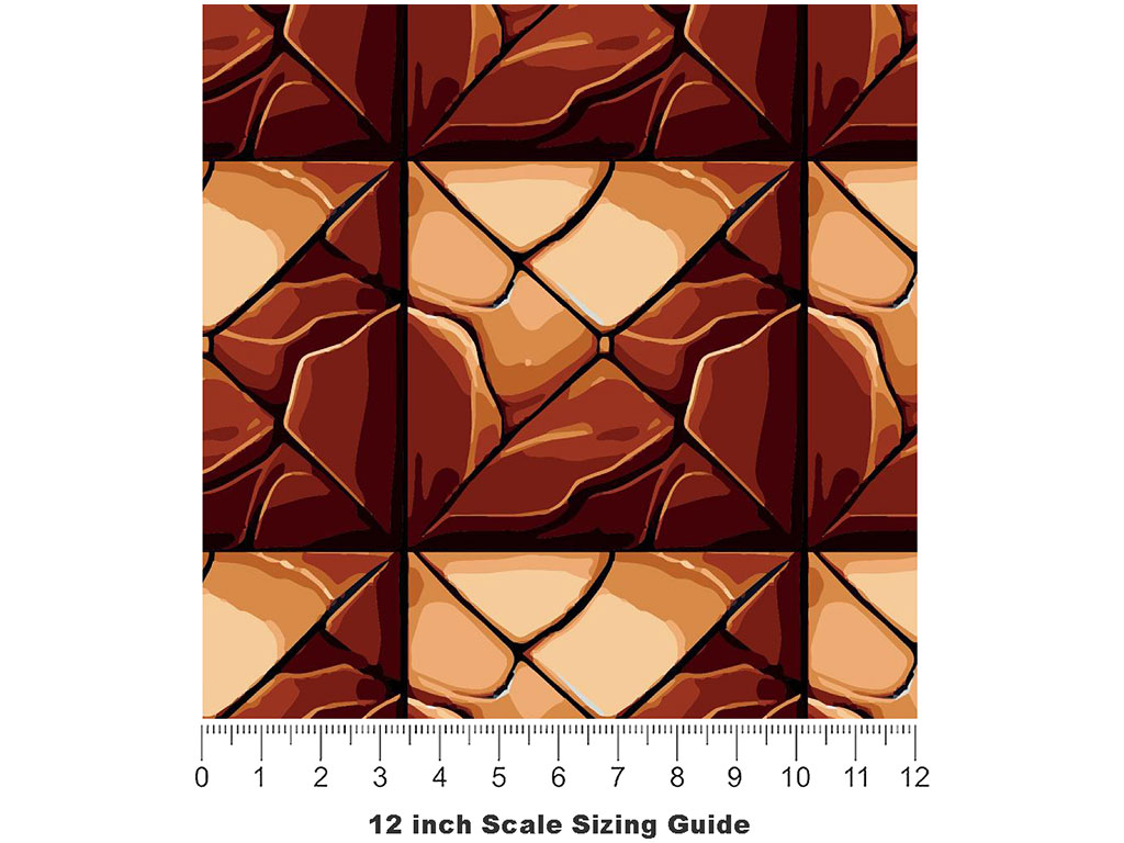 Orange Square Tile Vinyl Film Pattern Size 12 inch Scale