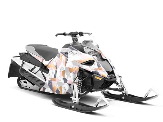 Peachy Shards Tile Custom Wrapped Snowmobile