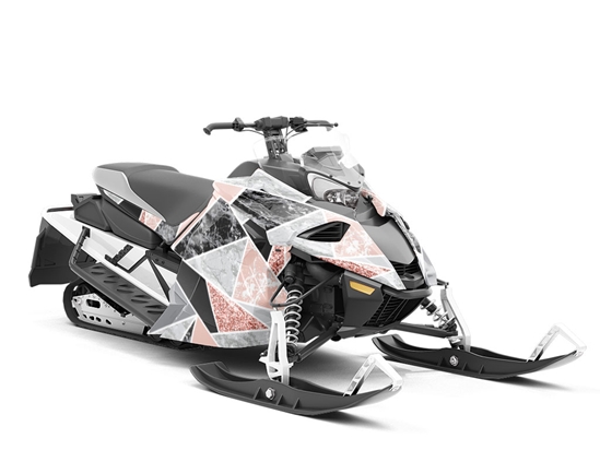 Pink Triangles Tile Custom Wrapped Snowmobile