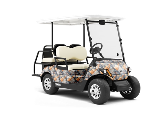 Pumpkin Square Tile Wrapped Golf Cart