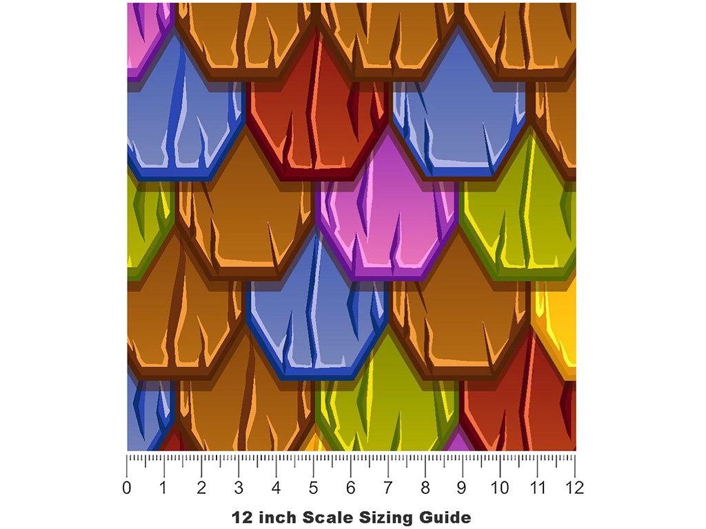 Rainbow Scaled Tile Vinyl Film Pattern Size 12 inch Scale