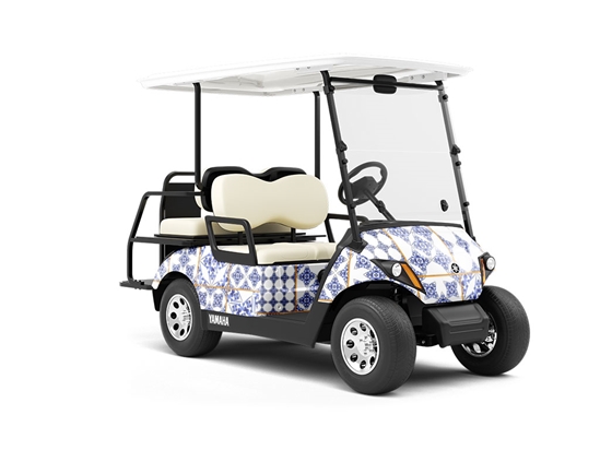 Blue Lace Tile Wrapped Golf Cart