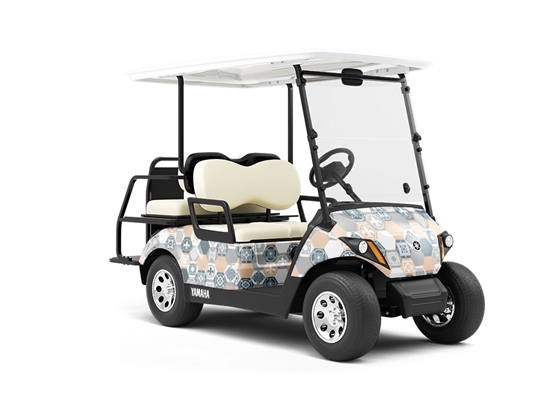 Neutral Hexagonal Tile Wrapped Golf Cart