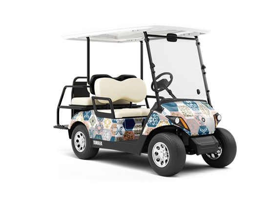 Warm Hexagonal Tile Wrapped Golf Cart