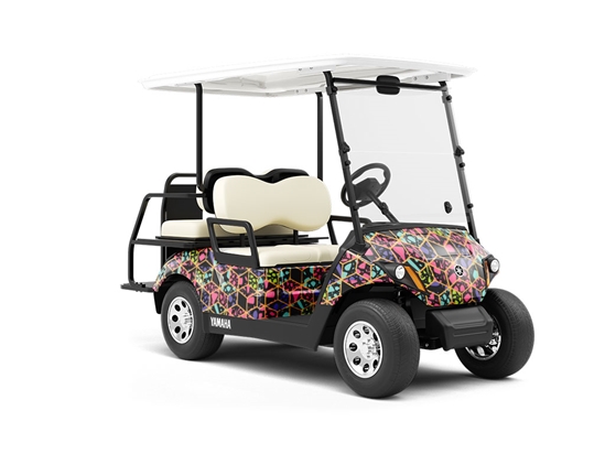 Neon Cube Tile Wrapped Golf Cart