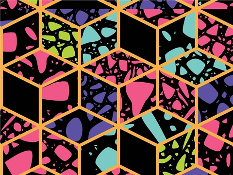 Rwraps™ Terrazzo Tile Print Vinyl Wrap Film - Neon Cube