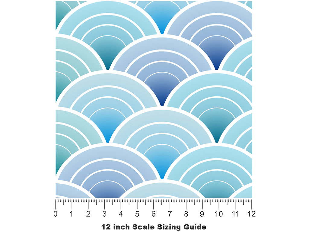 Art Deco Waves Water Vinyl Film Pattern Size 12 inch Scale