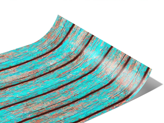 Distressed Aqua Wood Plank Vinyl Wraps